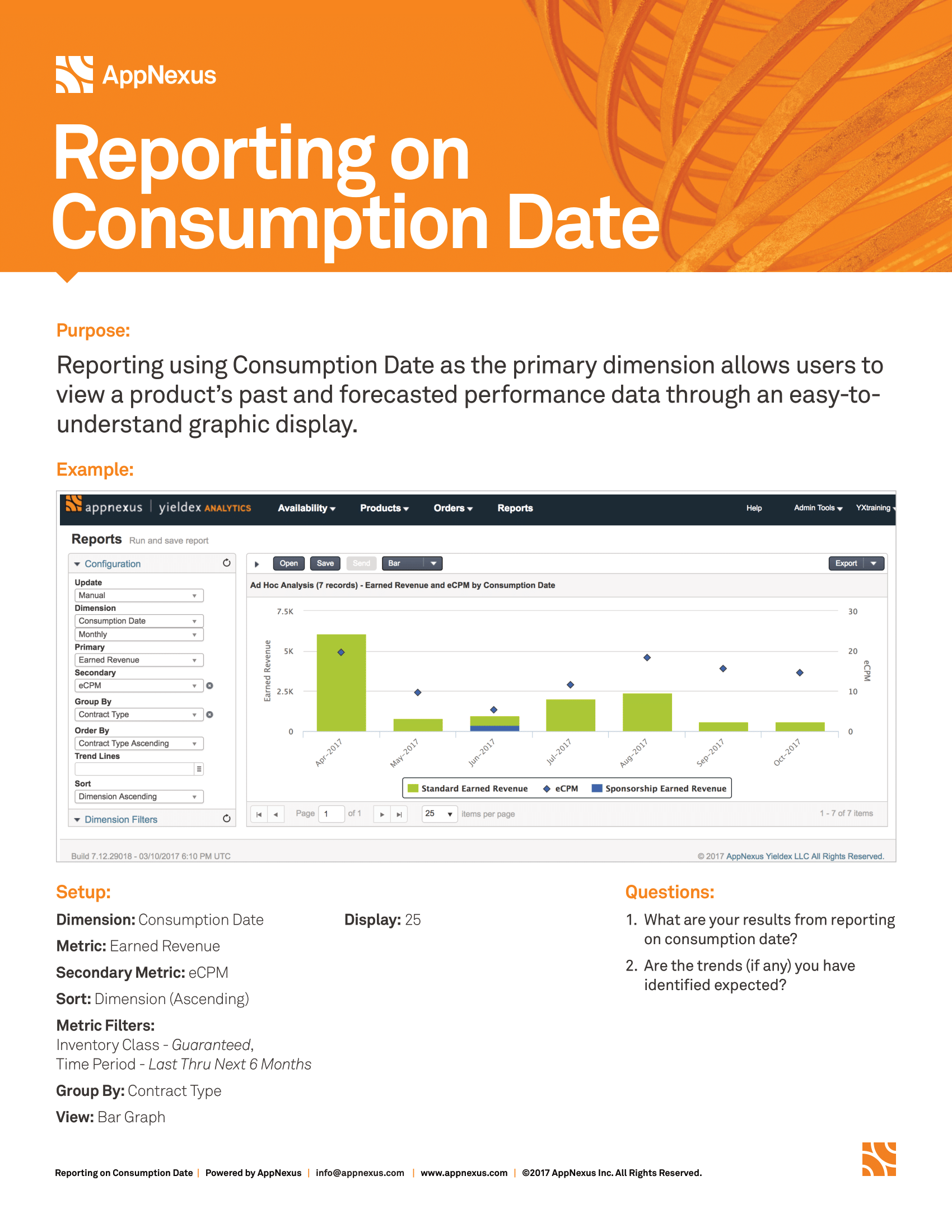 Screenshot that provides details about the Reporting on Consumption Date report.