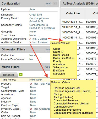 Screenshot that explains most common configurations and the selected values of the configuration.