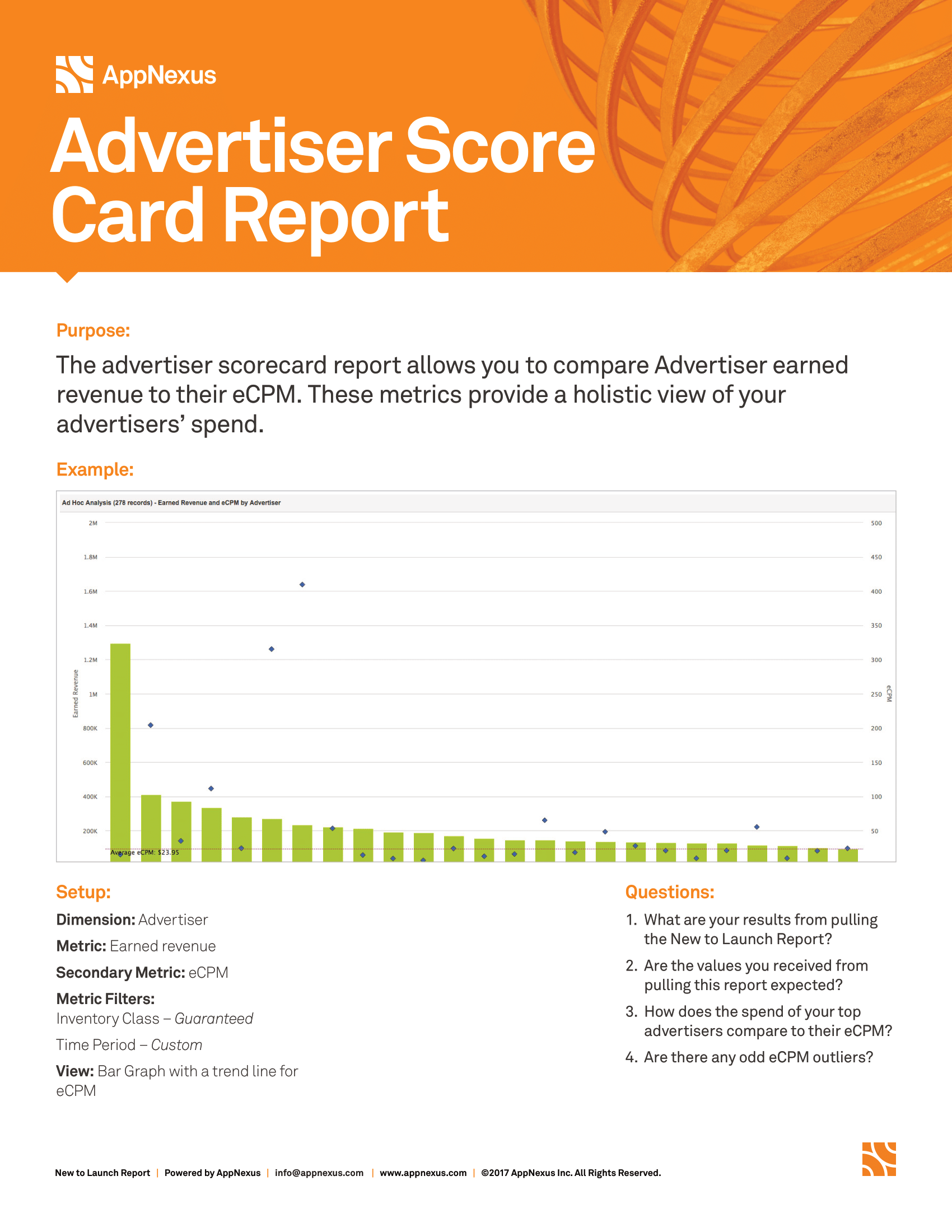 Screenshot that provides details about the Advertiser Scorecard report.