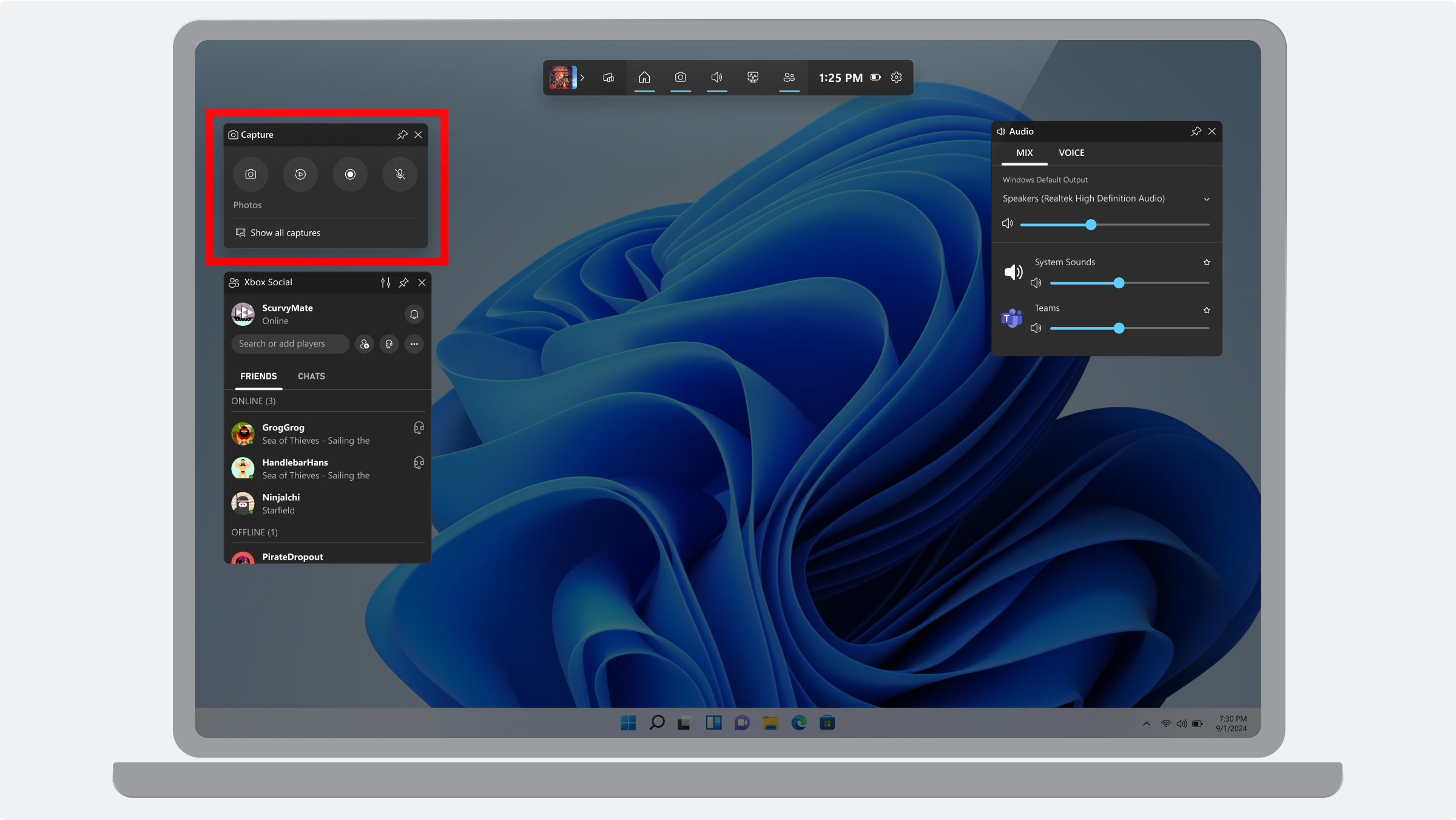 Example Desktop mode widget layout with a min and max widget size