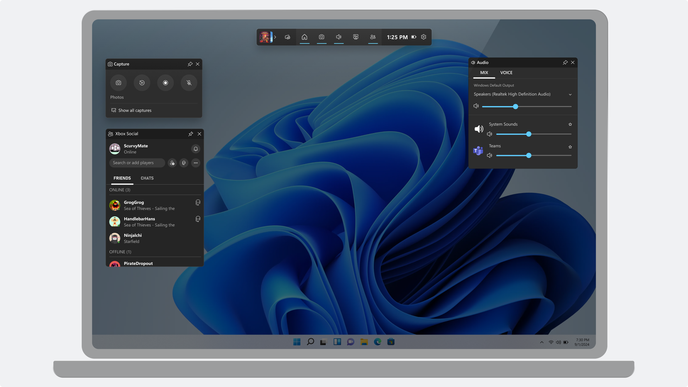 Example Jump Back In Widget open in Desktop Mode alongside other open widgets