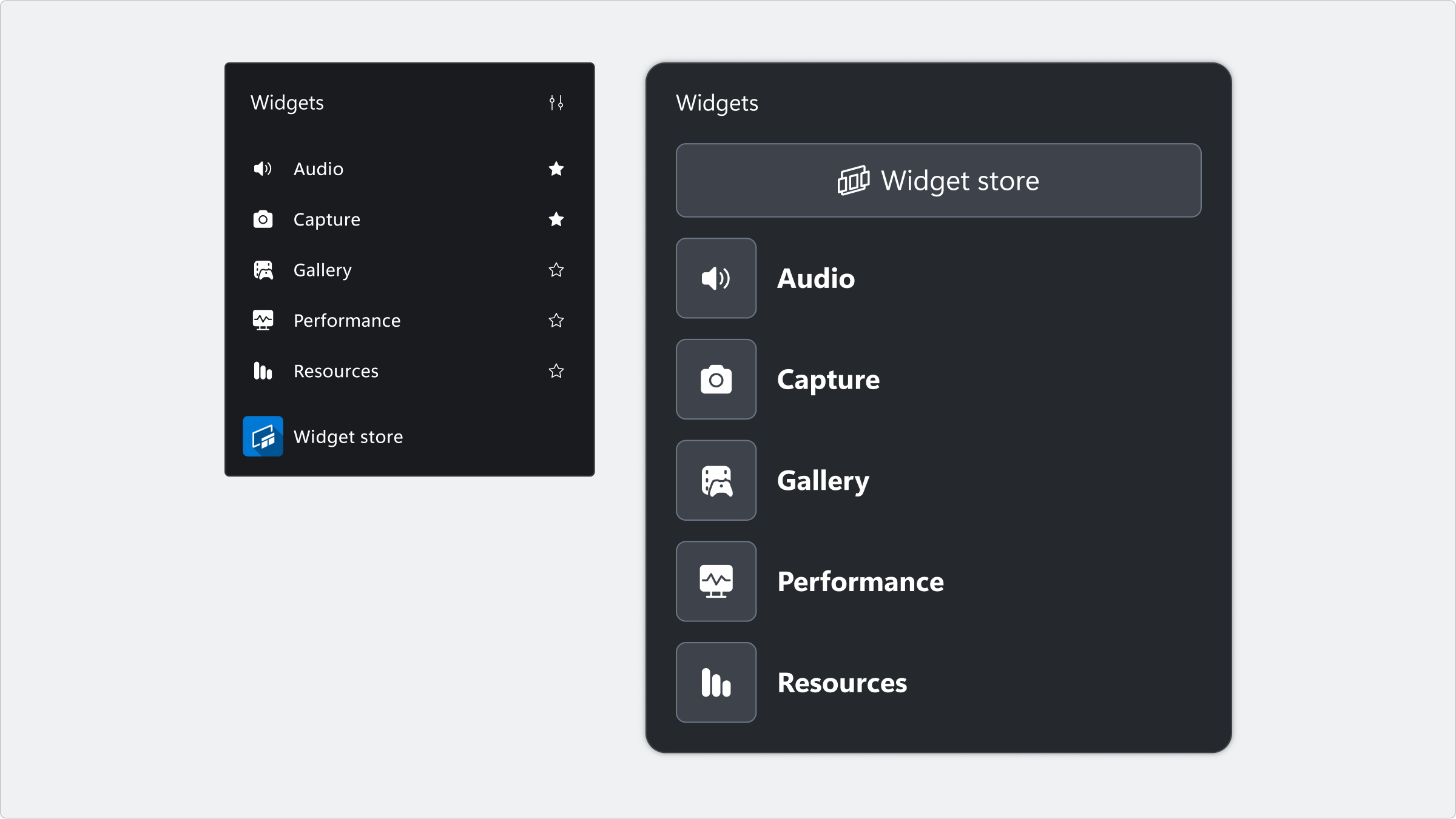 Example widget content scaled between Desktop and Compact modes