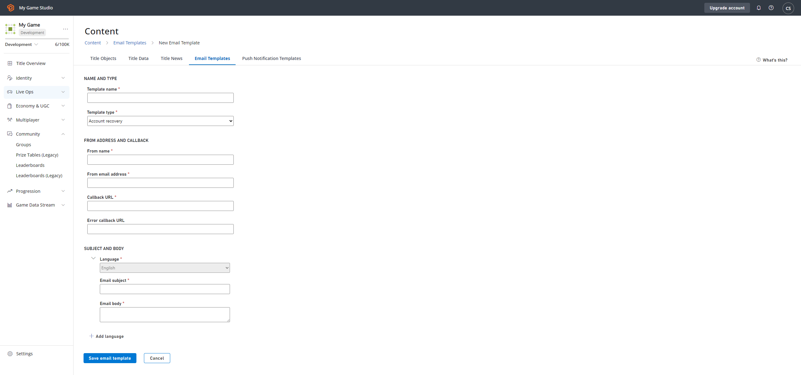 Game Manager - Email Templates