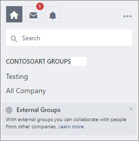 List of Yammer groups on the Yammer page.