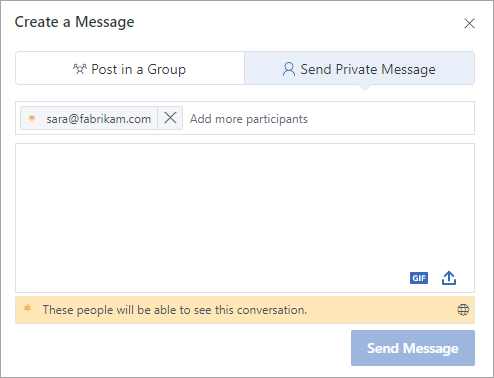 Add an external participant to a private message.