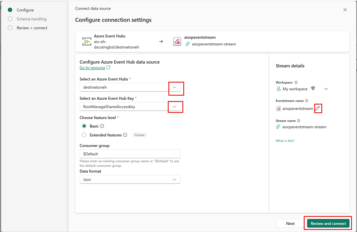 Screenshot of Configure connection settings.