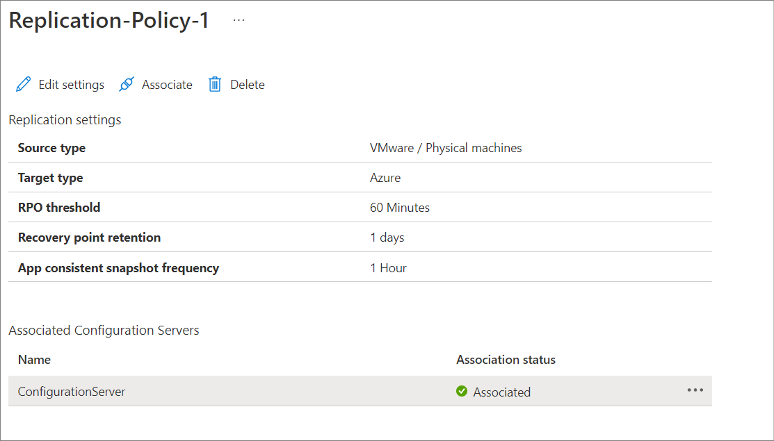 Screenshot showing Configuration server association option.