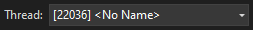 Screenshot of the current thread in the Debug toolbar.
