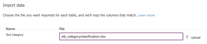 Upload an Excel file Screenshot of uploading an Excel file.