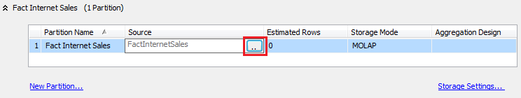 Source column in Partition pane Source column in Partition pane