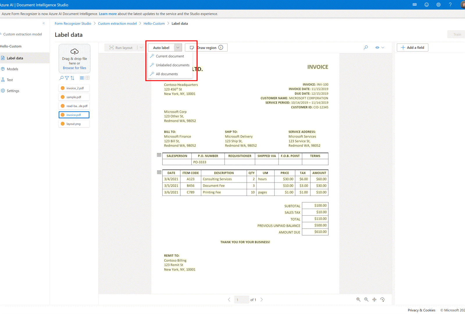 Animated screenshot that shows autolabeling.
