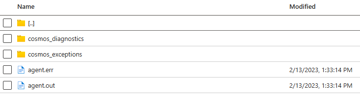 Screenshot of container and blobs in a storage account.