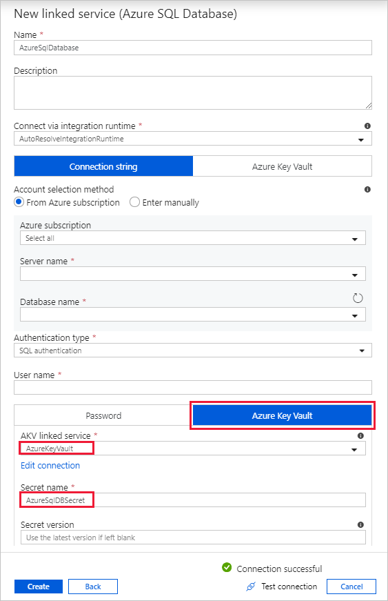 Configure Azure Key Vault secret