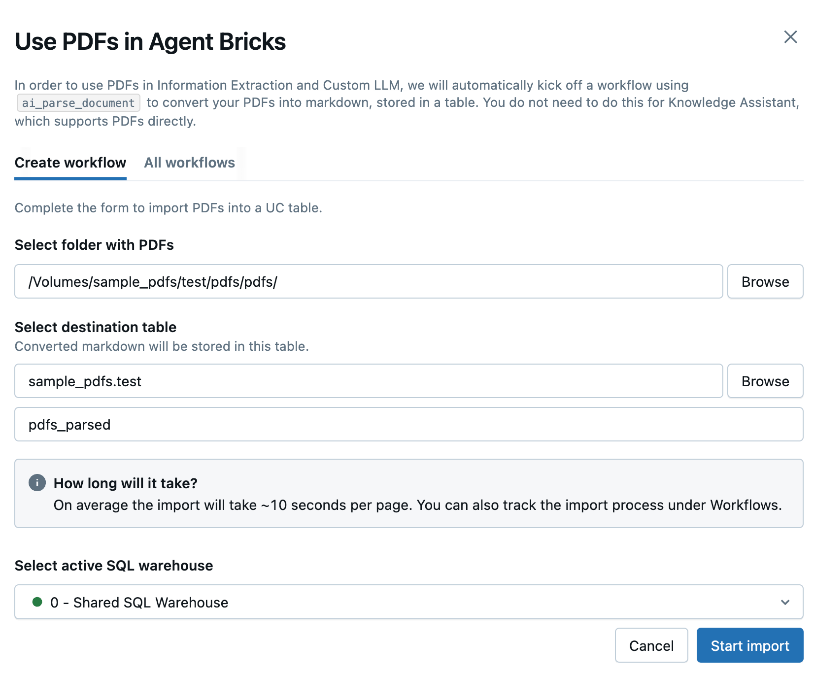 Configure the workflow to use PDFs.