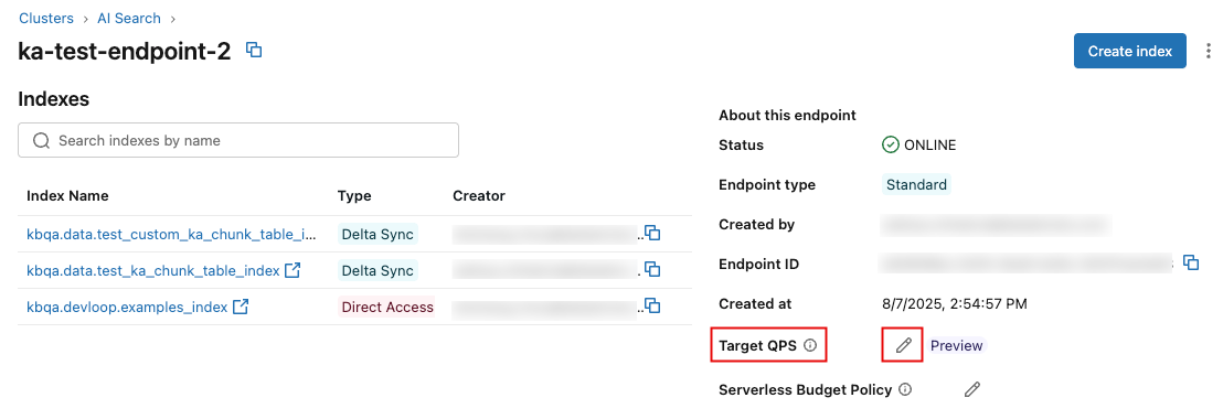 Edit target QPS.