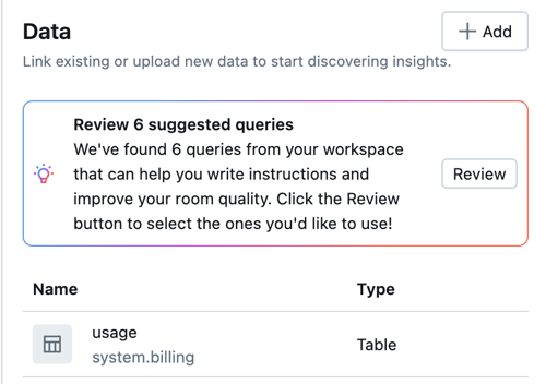 Review suggested queries notification.