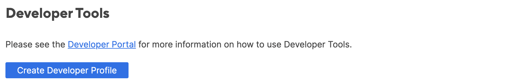 source-product-name Create Developer Profile button