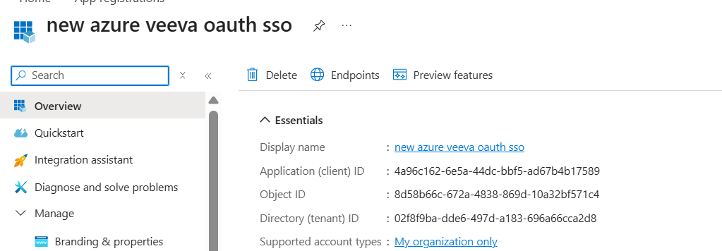 Copy the Application (client) ID from the app overview