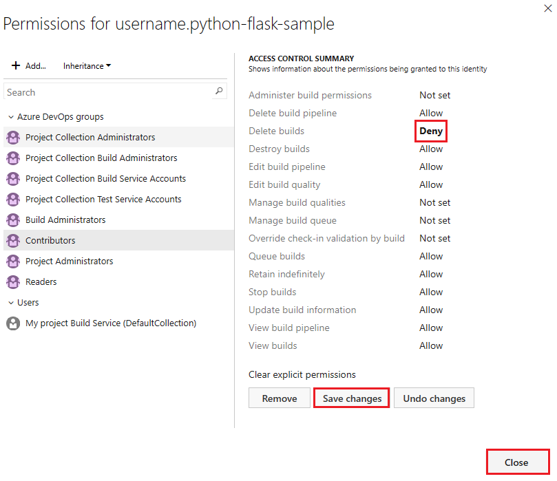 Screenshot of pipeline security add user or group selection.