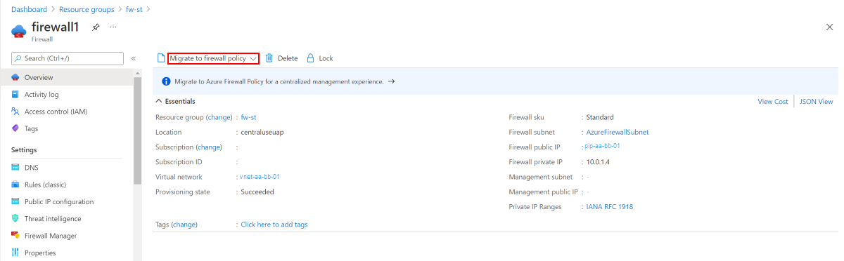 Migrate to firewall policy