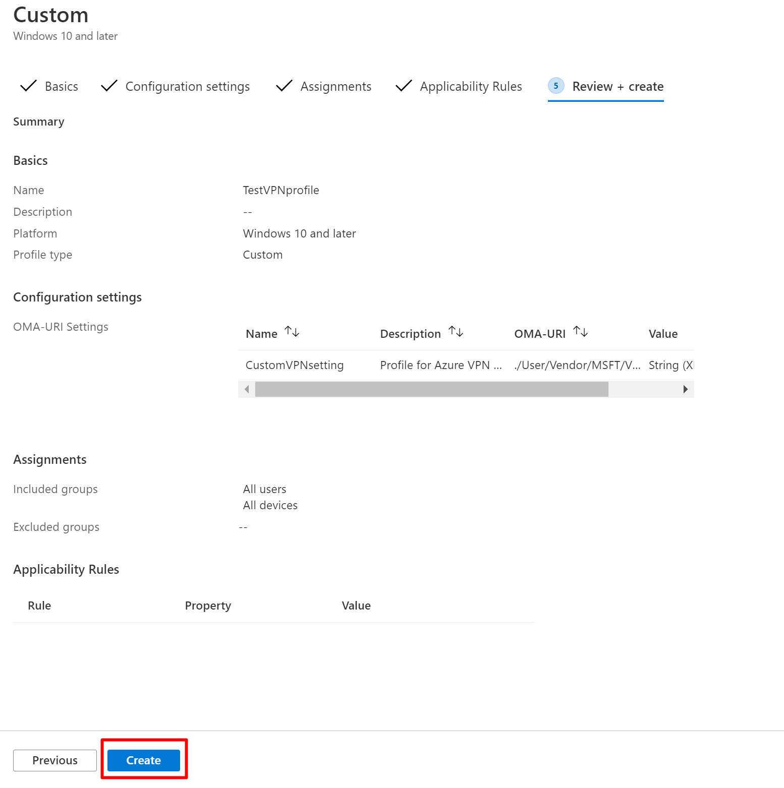 Create profile