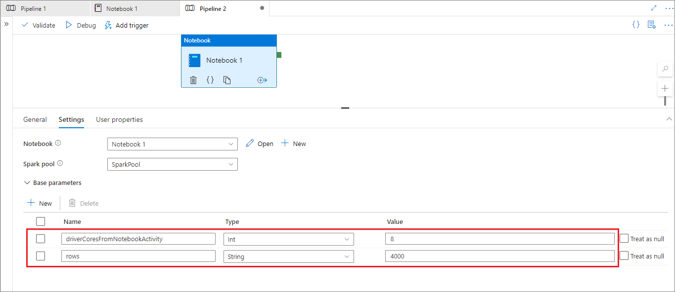 Screenshot of parameterized session configuration