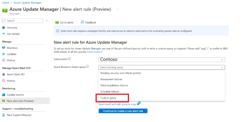 Screenshot that shows how to create alert rule.