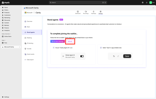 Refresh App page.