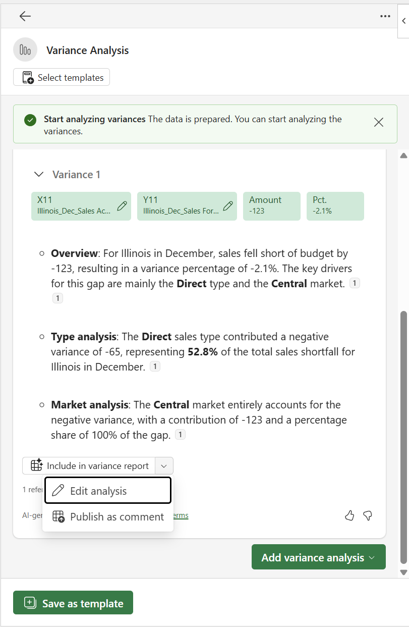 Screenshot of editing insight comments.