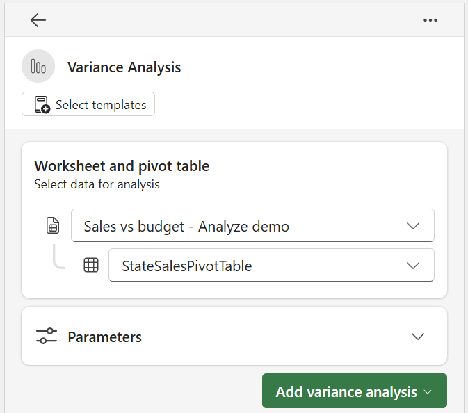Screenshot of the select source data.