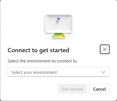 Screenshot of choosing the needed environment.