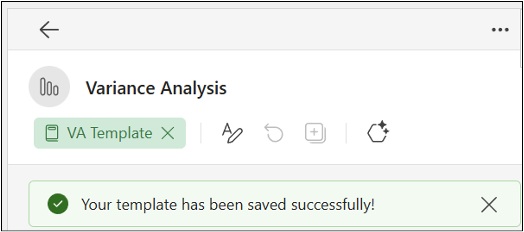 Screenshot of saving the template.