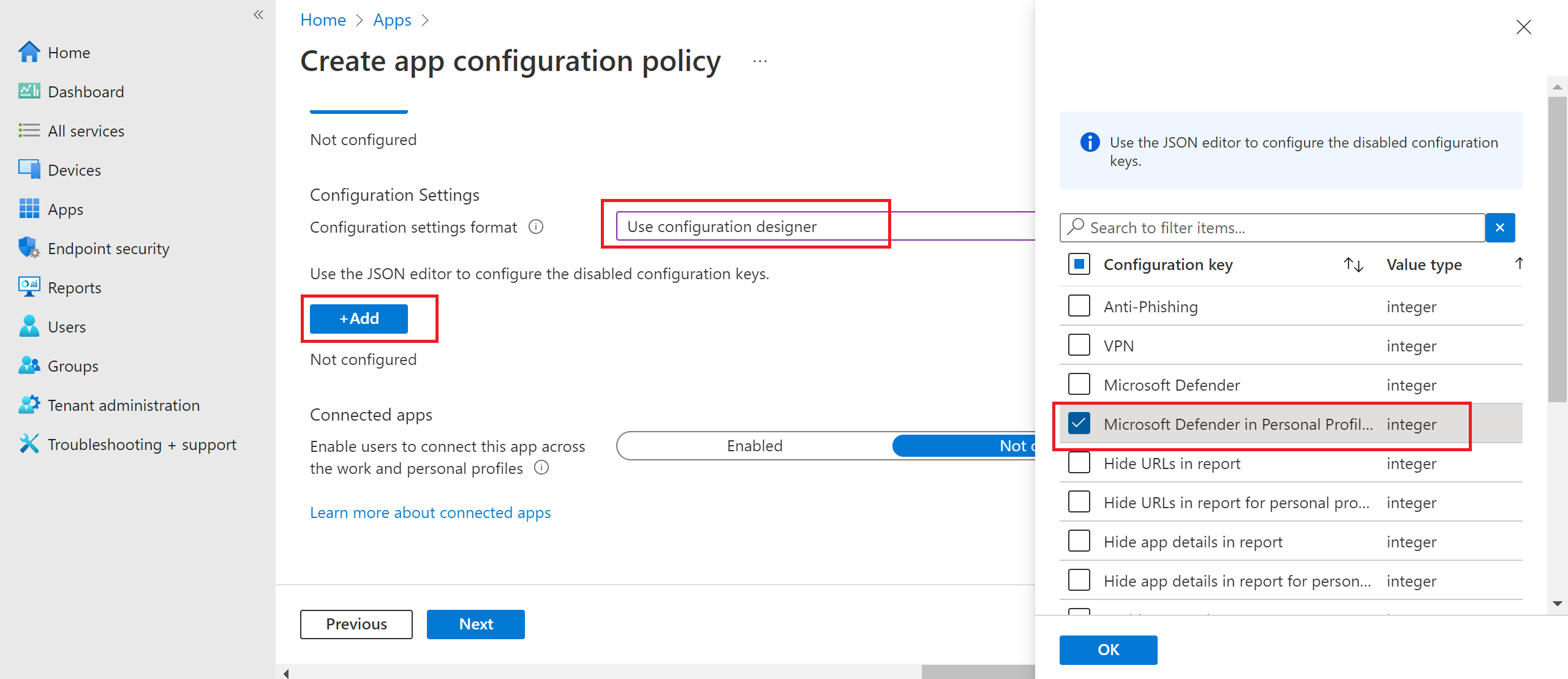 Image of configuring personal profile.