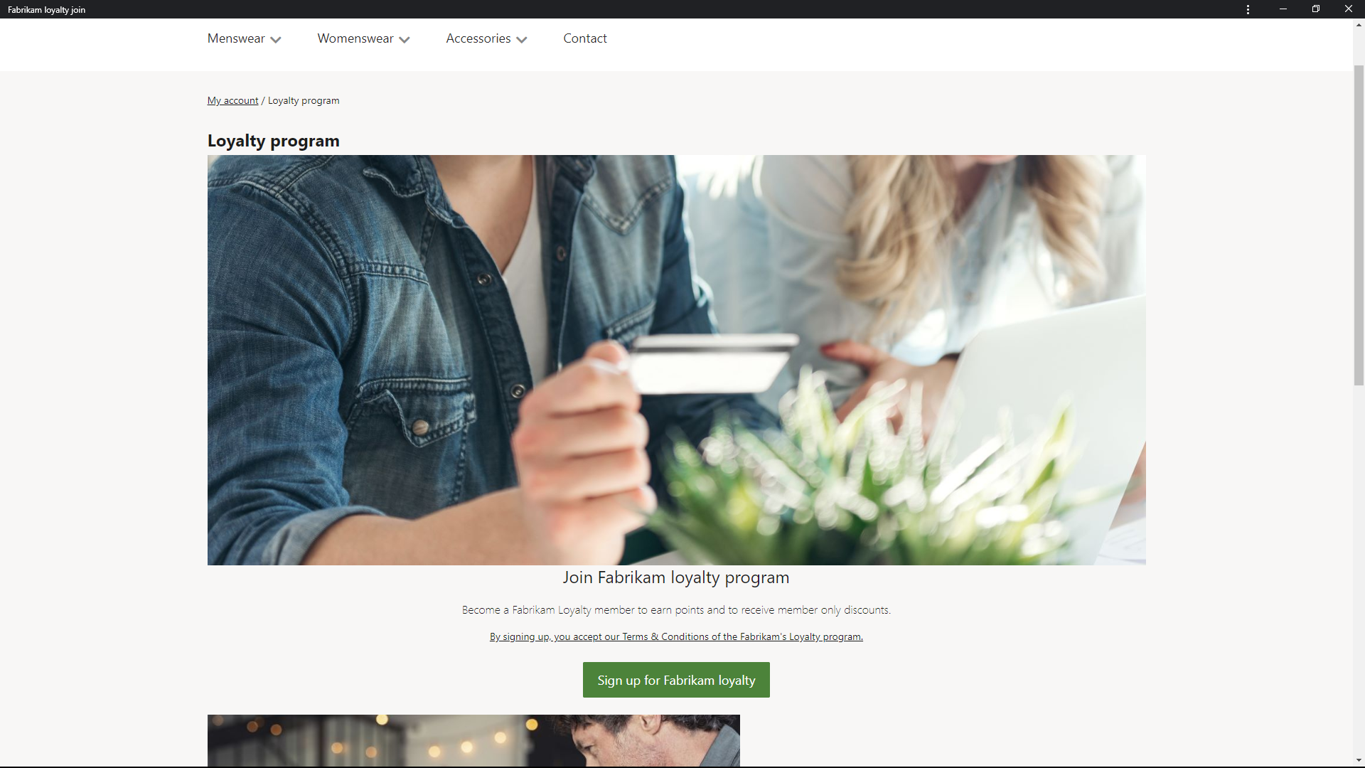 Screenshot of a Loyalty program page.