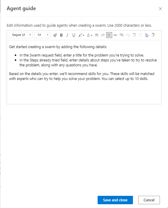 Swarm agent guide page Swarm agent guide.