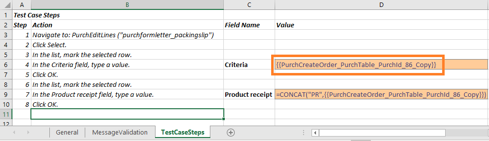 Screenshot of reusing variables in Excel.