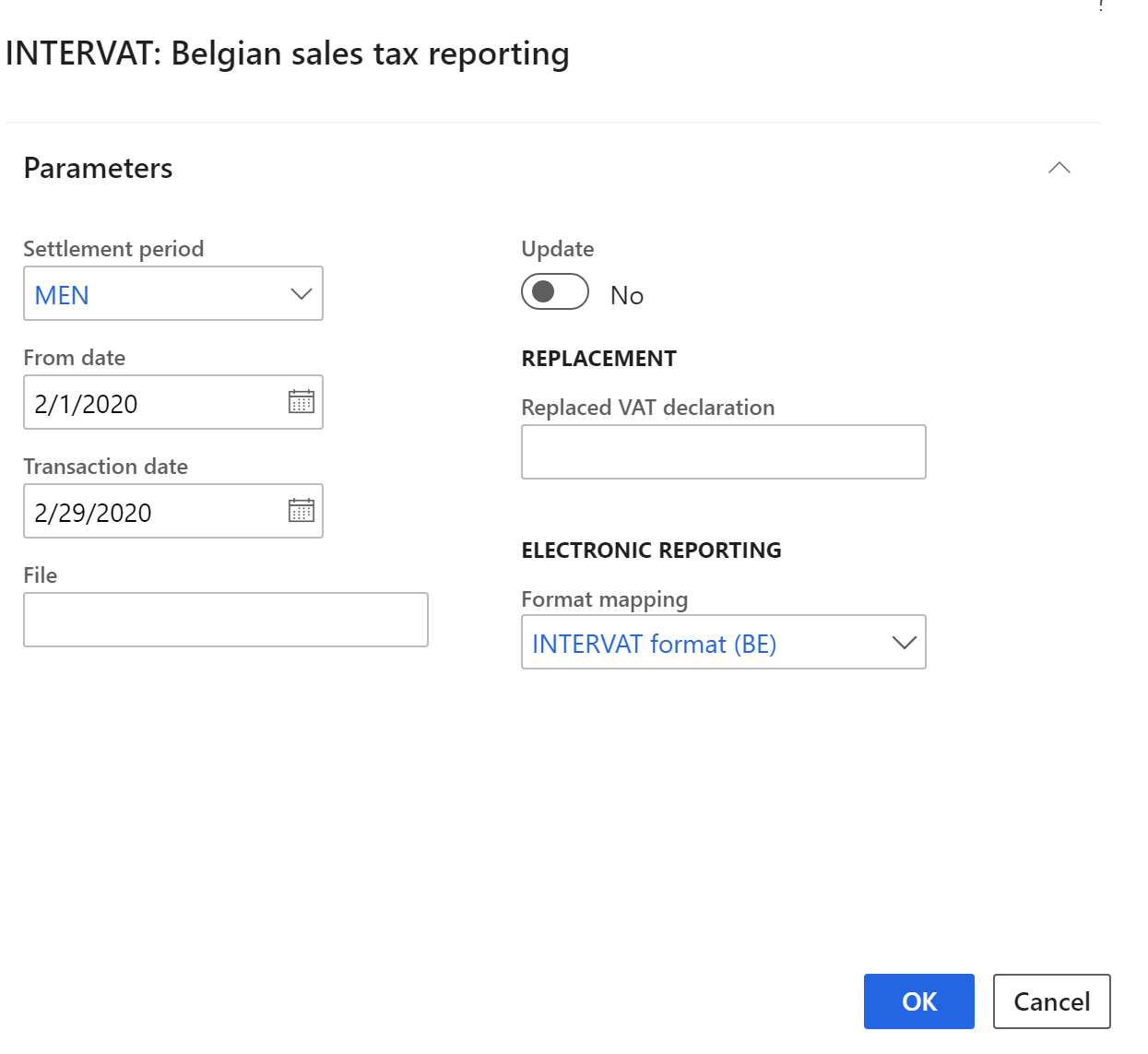 Screenshot of the New INTERVAT tax declaration page.