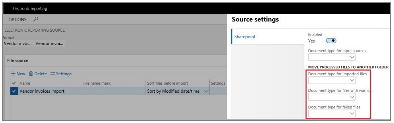 Screenshot of the ER source settings page.