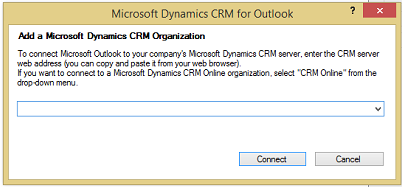 Add a Dynamics 365 apps Organization dialog box Add a Dynamics 365 apps Organization dialog box.