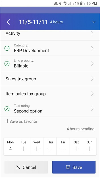 Screenshot of test string custom field in the app.