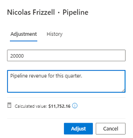 Screenshot of hovering over a cell to show the pencil icon to open the adjustment dialog.