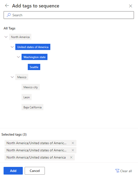 Screenshot of selected tags highlighted.