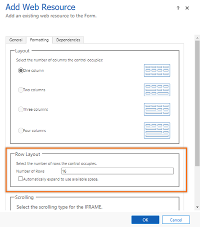 Screenshot of entering values in the Format tab.
