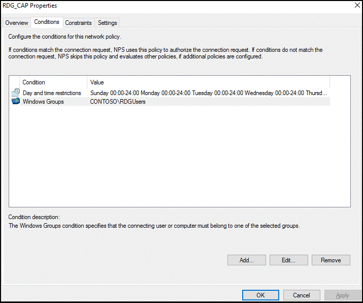 Optionally specify connection conditions