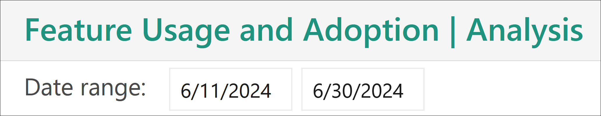 Screenshot of the date range slicer on the Adoption report.