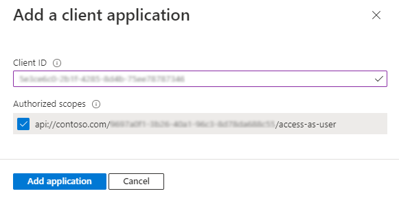 Screenshot of Add a clientId field in Azure portal.