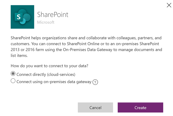 Create SharePoint connection.
