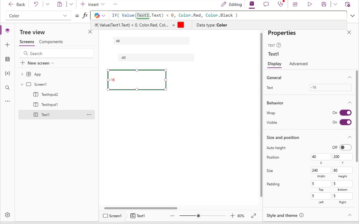 Animation of conditional formatting.