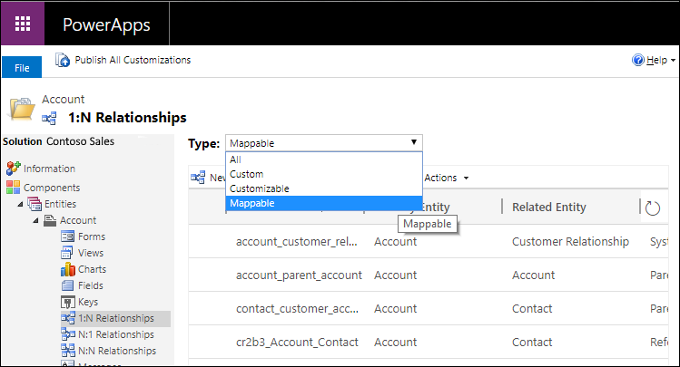 View mappable table relationships.