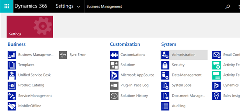 Navigate to system administration